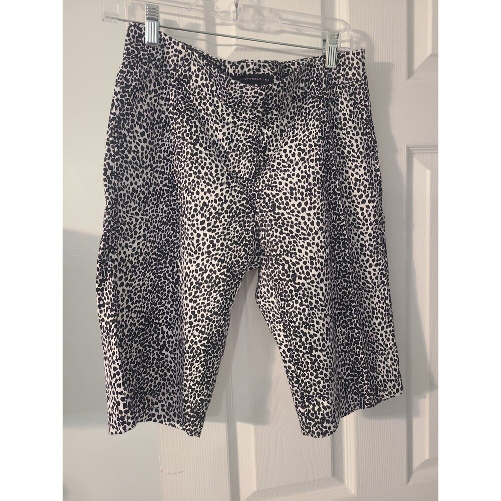 Counterparts Women’s Bermuda Shorts Size 6 Black White Animal Print Stretch Casu